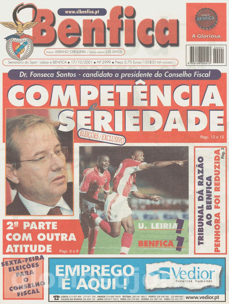 jornal o benfica 2999 2001-10-17